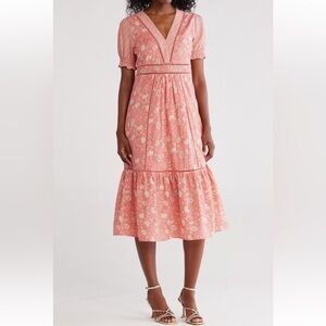 Chic Pink Floral Midi Dress